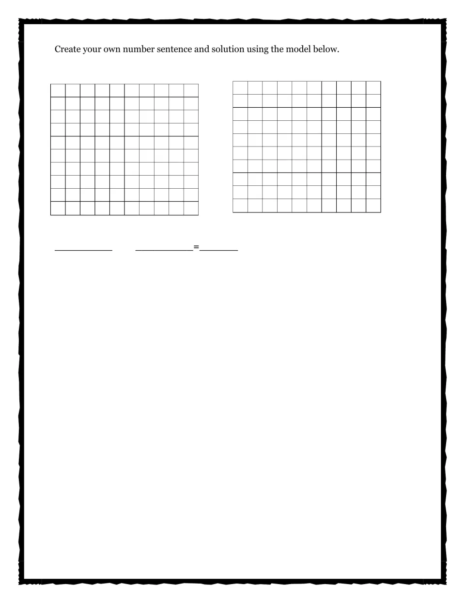 Decimal modeling task: students create their own number sentence and use two hundredths models to show it