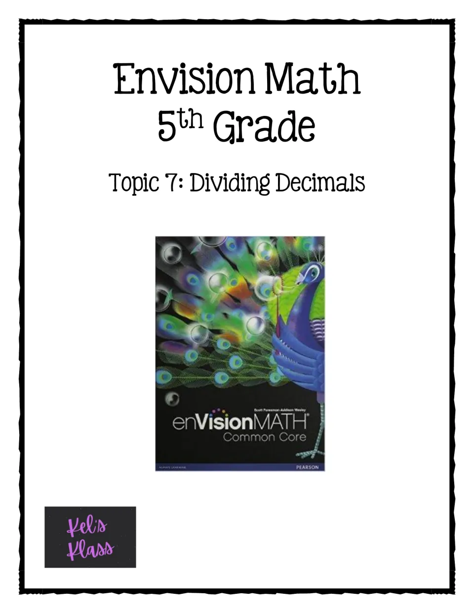 Envision Math 5th Grade cover for Topic 7: Dividing Decimals, showing the enVisionMATH Common Core textbook