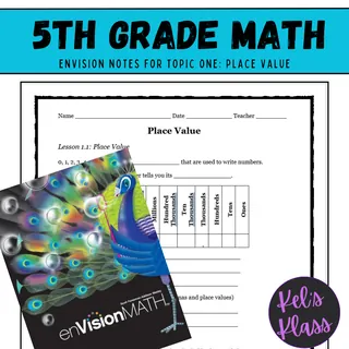 Envision Math Grade 5 Topic 1: Place Value (Notes, Quiz, Keys) – cover
