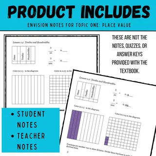 Envision Math Grade 5 Topic 1: Place Value (Notes, Quiz, Keys) – sample page 2
