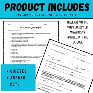 Envision Math Grade 5 Topic 1: Place Value (Notes, Quiz, Keys) – sample page 3