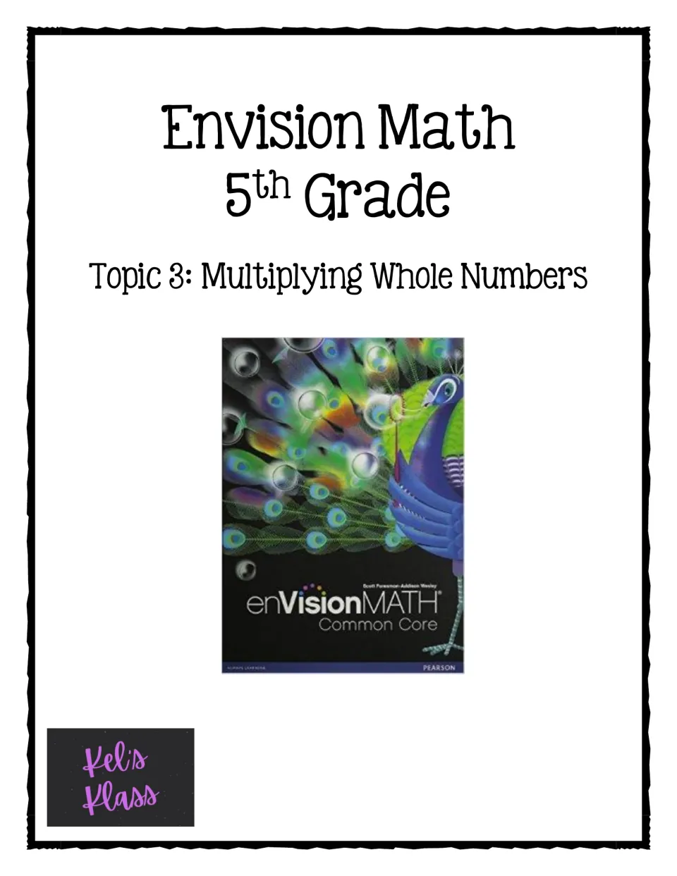 Cover for Envision Math 5th Grade, Topic 3: Multiplying Whole Numbers, showing the enVisionMATH Common Core textbook