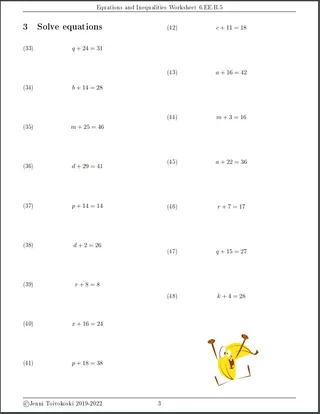 Equations and Inequalities Worksheet for 6th Grade – sample page 4