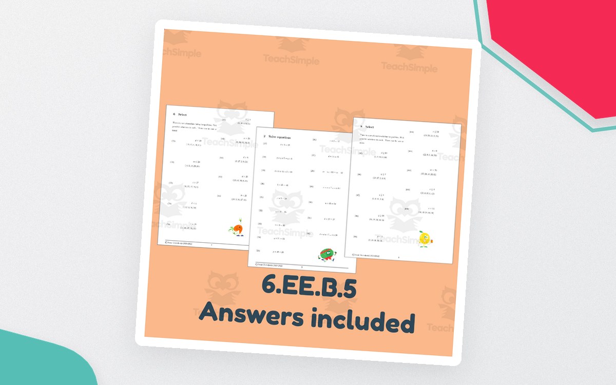 Equations and Inequalities Worksheet for 6th Grade preview
