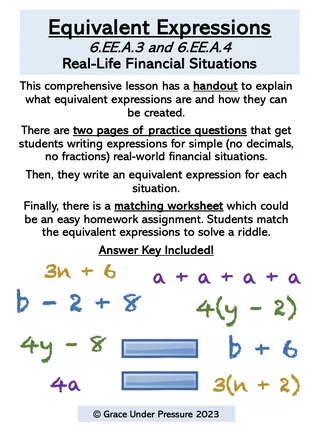 Equivalent Expressions – 6th Grade Handout & Match – sample page 2