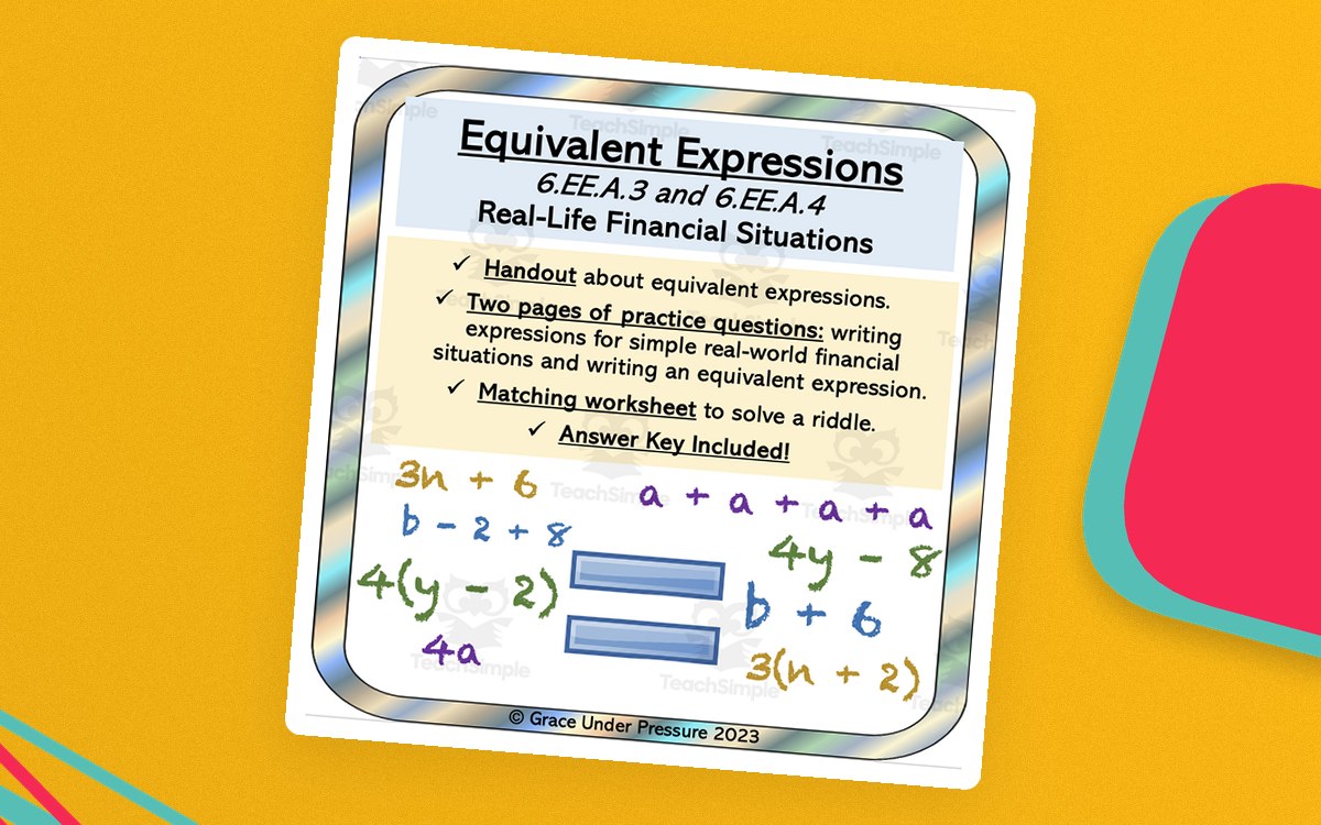 Equivalent Expressions – 6th Grade Handout & Match preview
