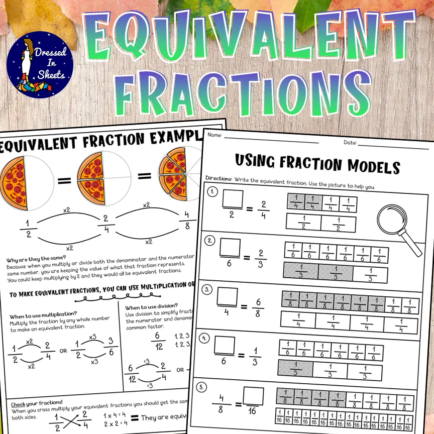 Equivalent Fractions Worksheets – cover