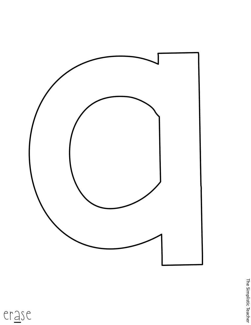 Letter a outline, third letter of 'erase': a large cut-out piece to cut by hand or with a cutting machine