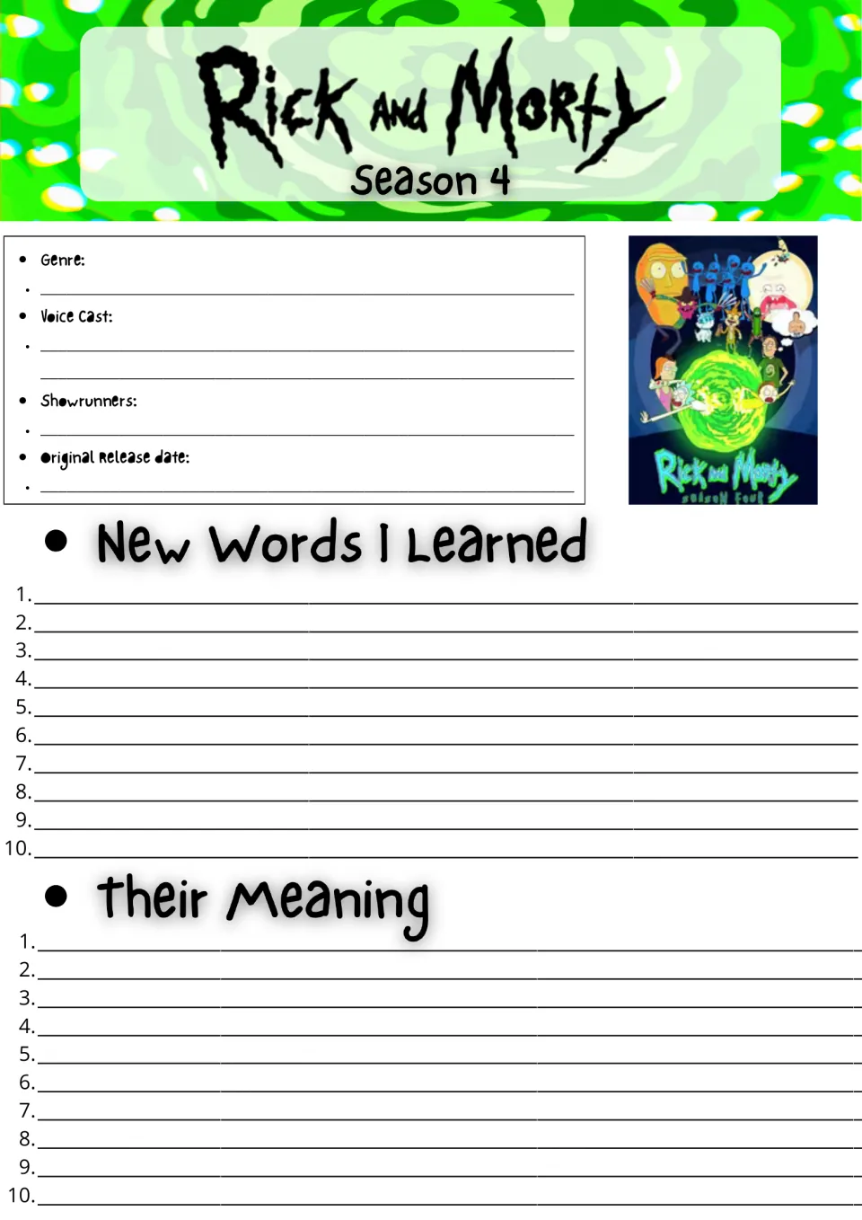 Rick and Morty Season 4 show facts: students note genre, voice cast, showrunners and release date, then 10 new words