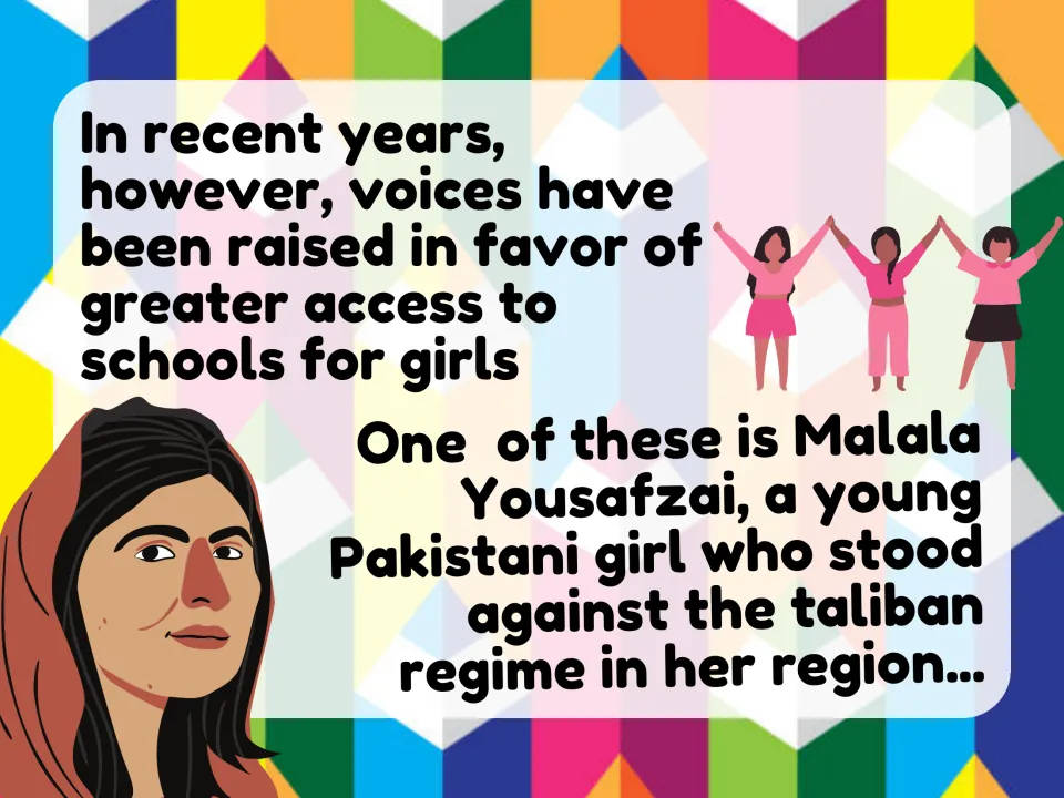 Introducing Malala Yousafzai, a young Pakistani girl who stood against the Taliban, as a voice for girls' access to school