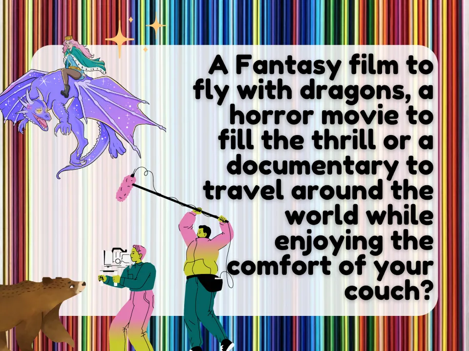 TV lesson introduction names fantasy, horror, and documentaries as ways to enjoy adventures from the couch.
