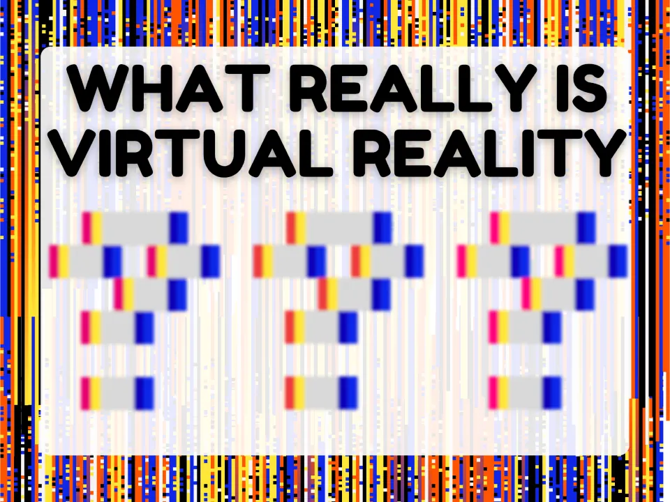 Lesson question slide asks 'What really is virtual reality' before the following slide defines VR