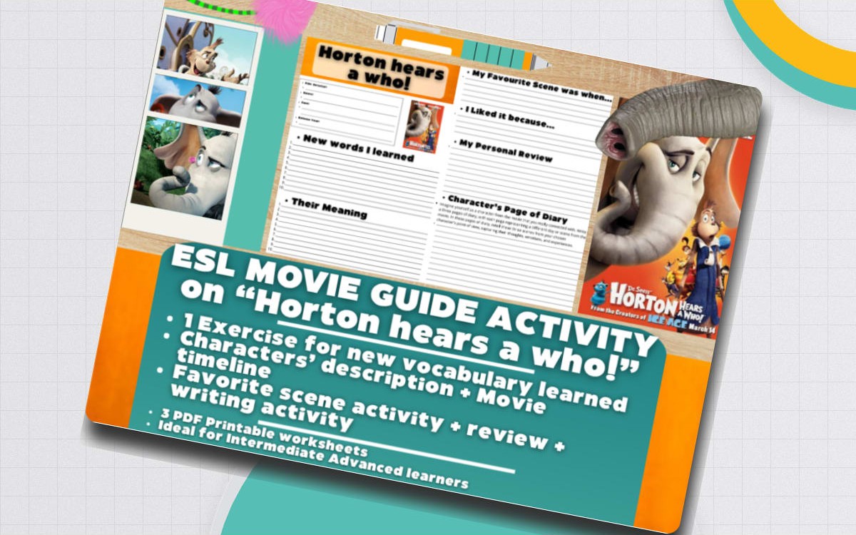 ESL Movie Guide Worksheets - Horton Hears a Who! - Dr. Seuss teaching resource preview
