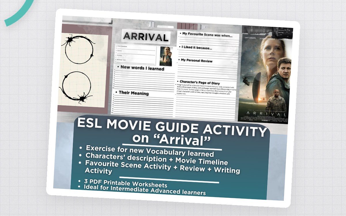 ESL Movie Guide Worksheets on "Arrival" - Science Fiction teaching resource preview