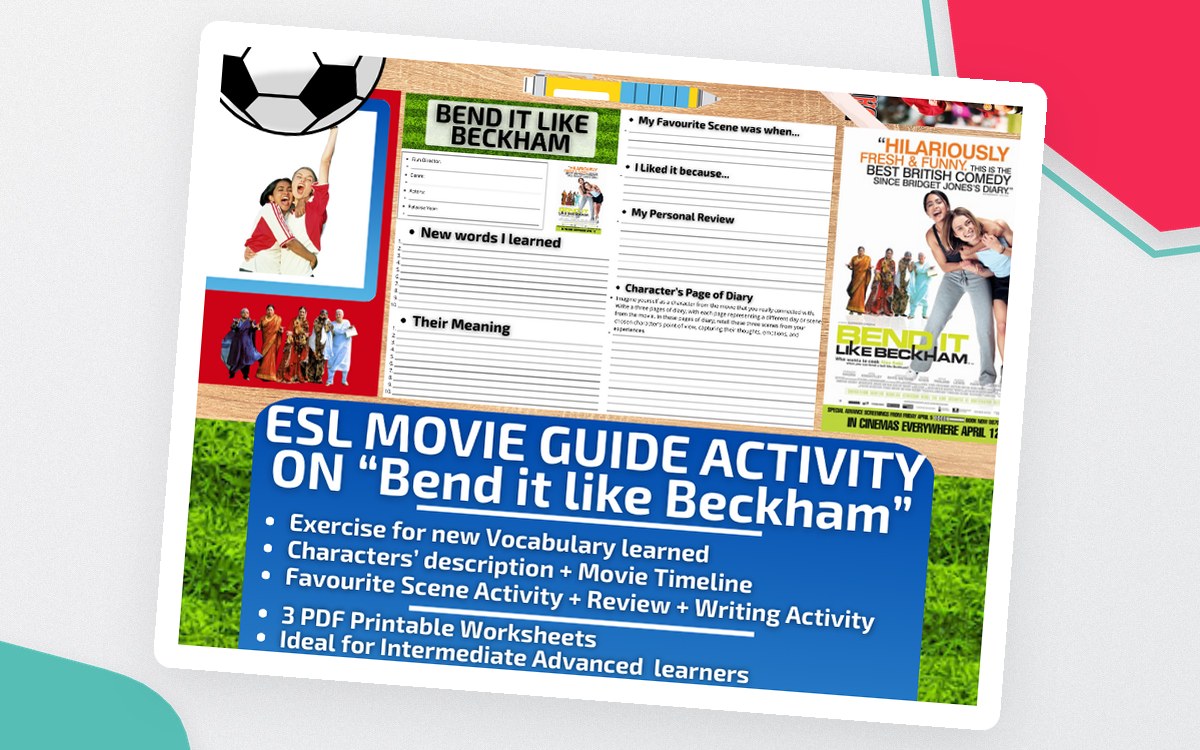 ESL Movie Guide Worksheets on "Bend it Like Beckham" preview: bend it like beckham viewing guide