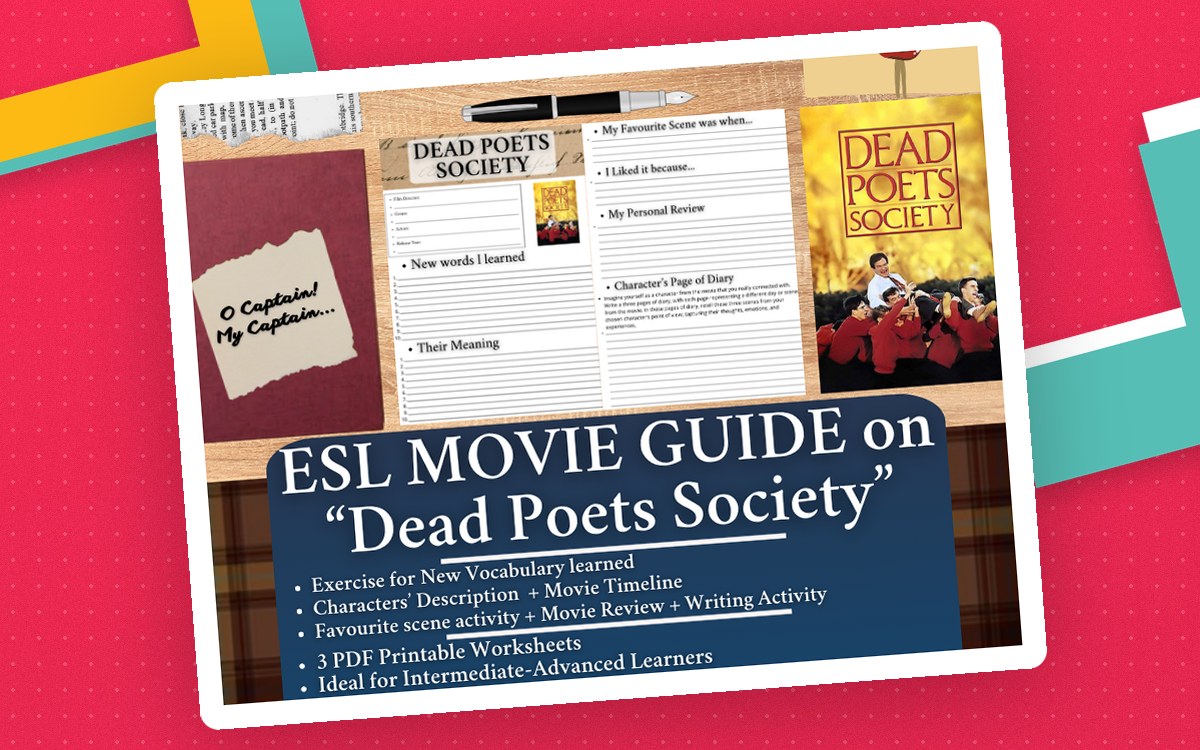 ESL Movie Guide Worksheets on Dead Poets Society preview