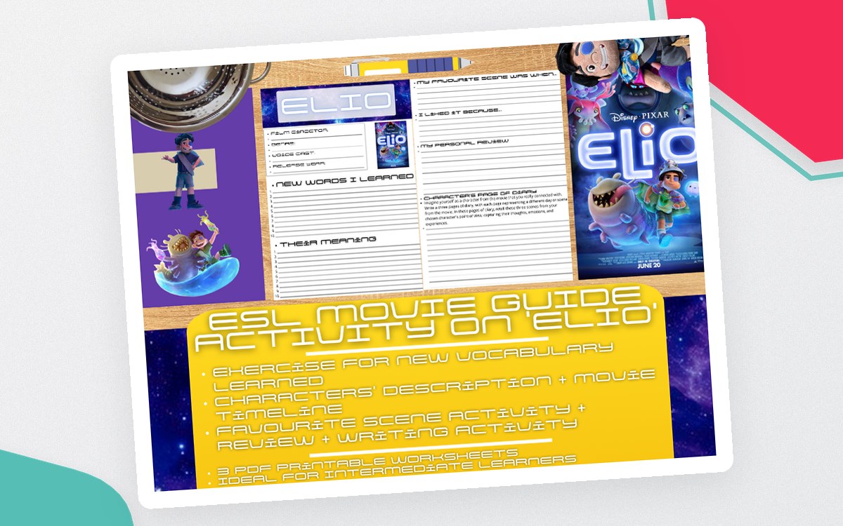 ESL Movie Guide Worksheets on "Elio" - Animated Film teaching resource preview