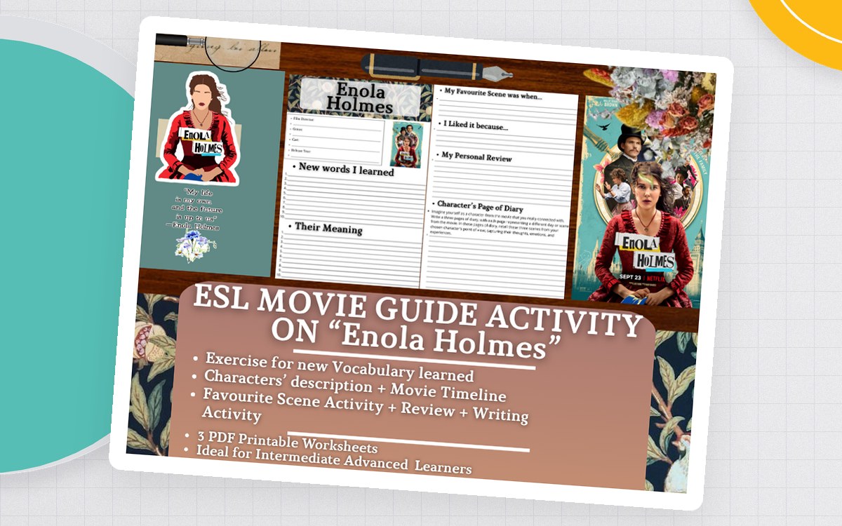 ESL Movie Guide Worksheets on "Enola Holmes" preview: enola holmes viewing guide
