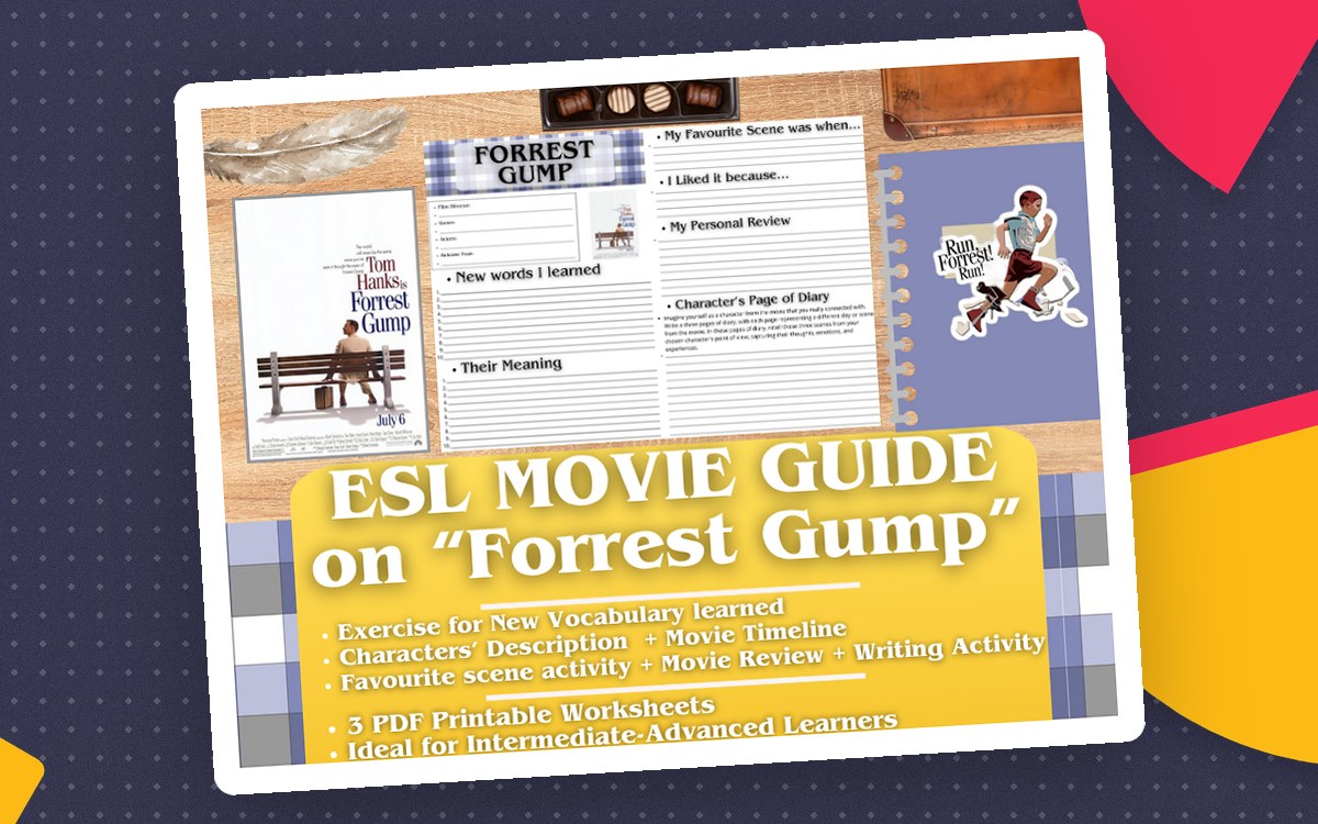 ESL Movie Guide Worksheets on Forrest Gump teaching resource preview