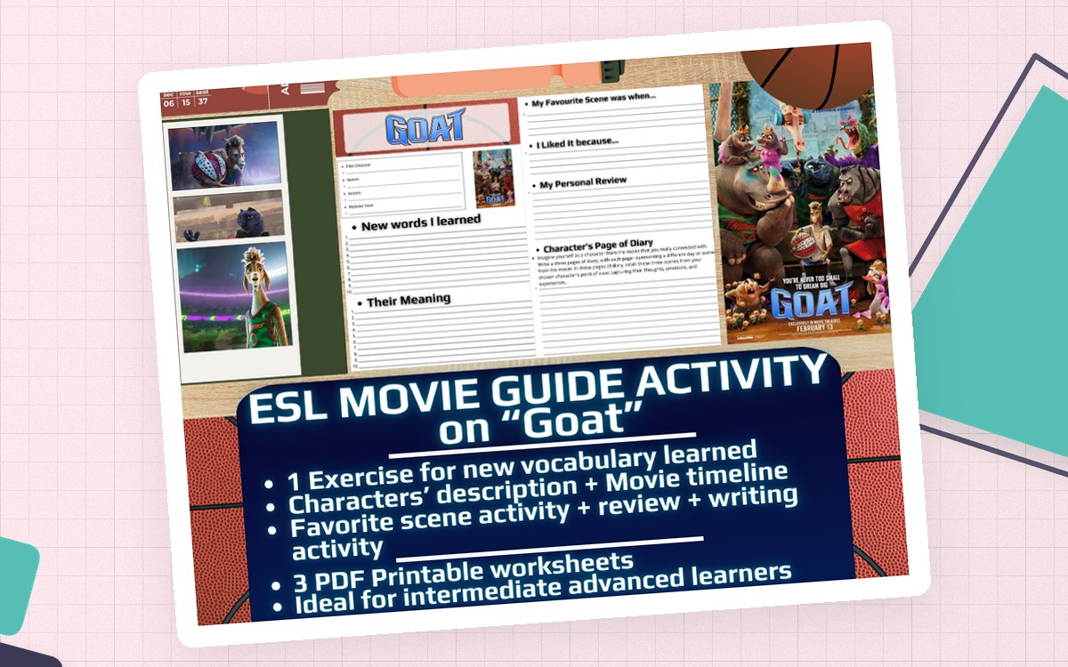 ESL Movie Guide Worksheets on "Goat" - Sports Animated Film preview