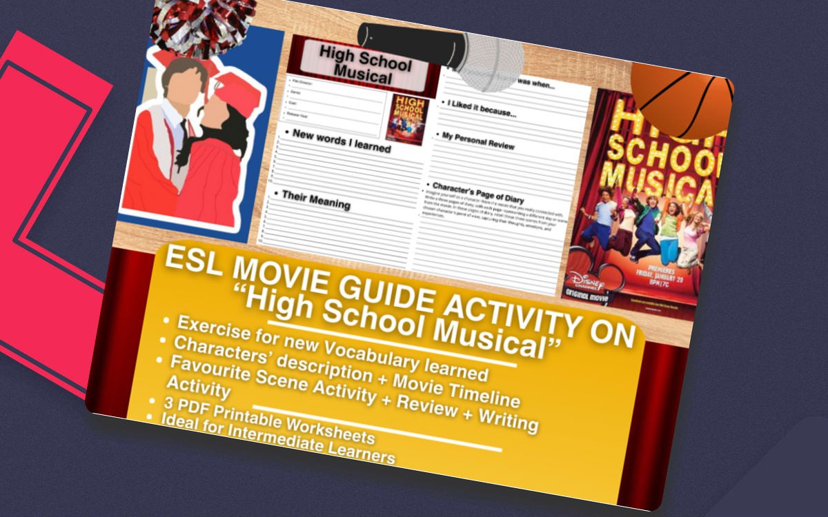ESL Movie Guide Worksheets on High School Musical preview: Film-information fields