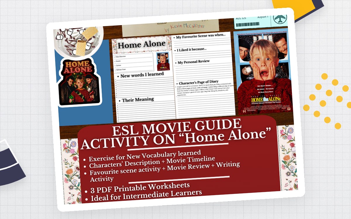 ESL Movie Guide Worksheets on "Home Alone" - Christmas Film preview
