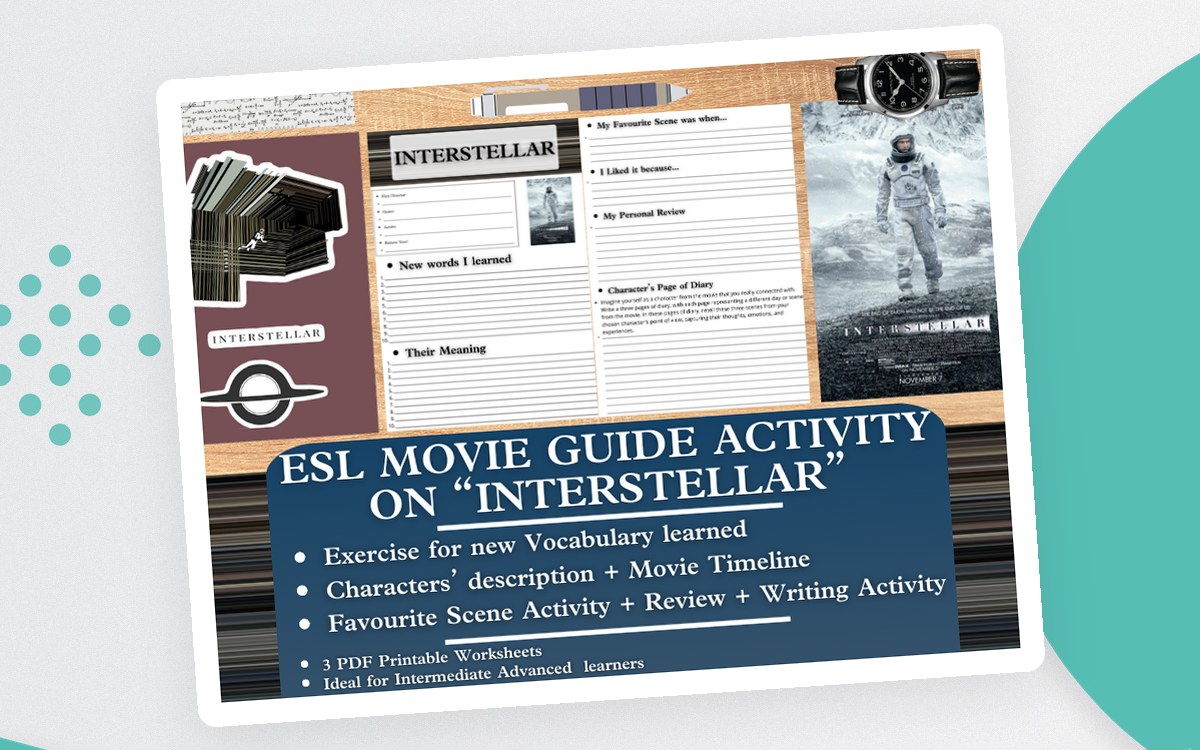 ESL Movie Guide Worksheets on "Interstellar" - Science Fiction teaching resource preview