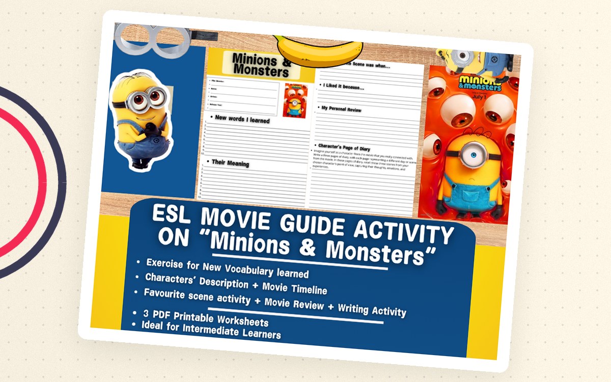 ESL Movie Guide Worksheets on "Minions & Monsters" preview