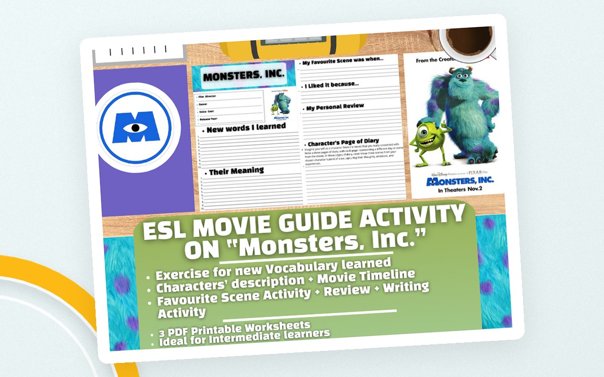 ESL Movie Guide Worksheets on "Monsters, Inc." preview