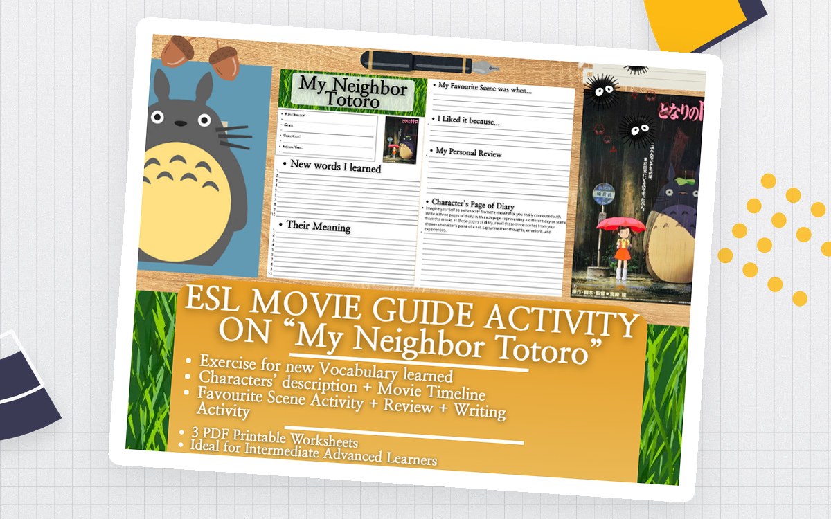 ESL Movie Guide Worksheets on "My Neighbor Totoro" - Studio Ghibli teaching resource preview