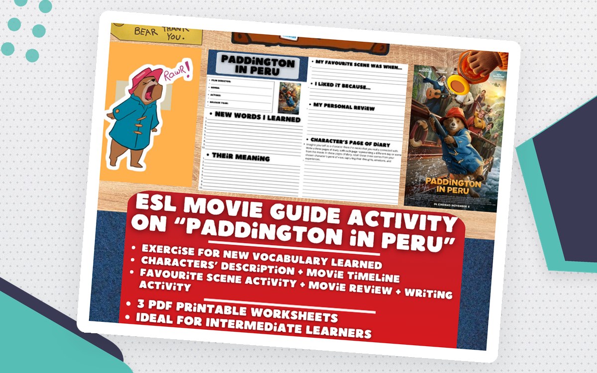 ESL Movie Guide Worksheets on "Paddington in Peru" preview