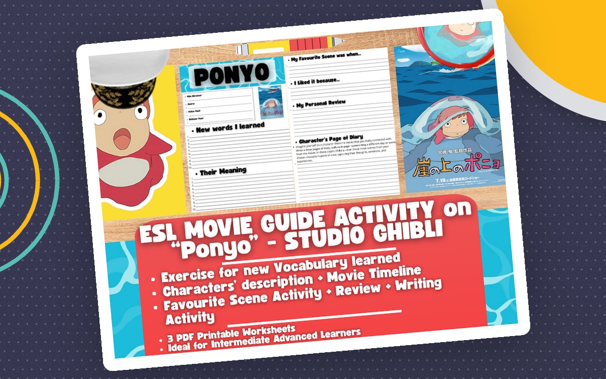 ESL Movie Guide Worksheets on "Ponyo" - Studio Ghibli teaching resource preview