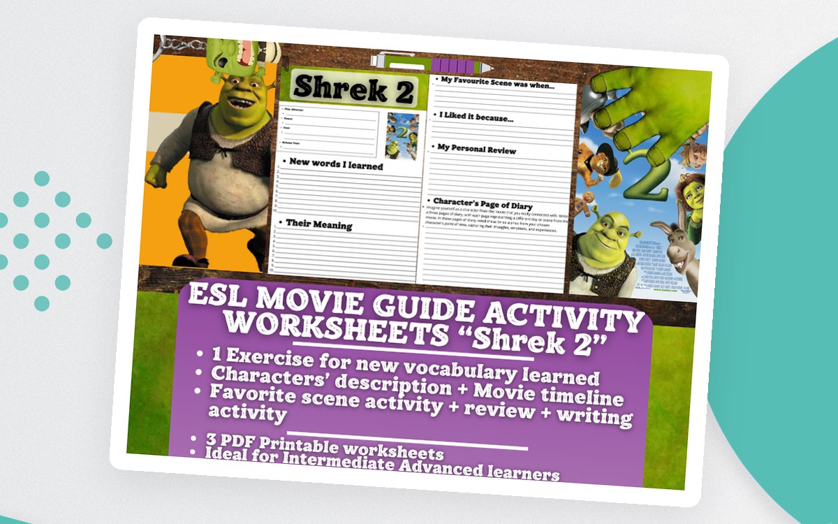 ESL Movie Guide Worksheets - Shrek 2 teaching resource preview
