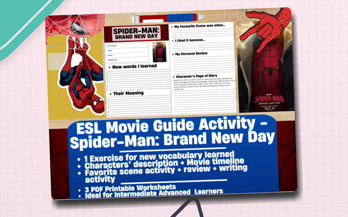 ESL Movie Guide Worksheets - Spider-Man - Brand New Day teaching resource preview