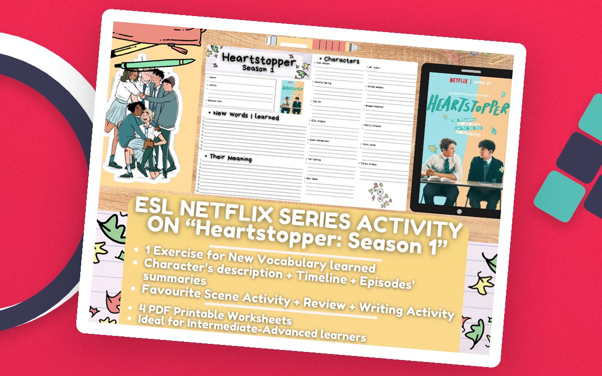 ESL Netflix Series Activity Worksheets on "Heartstopper: Season 1" preview