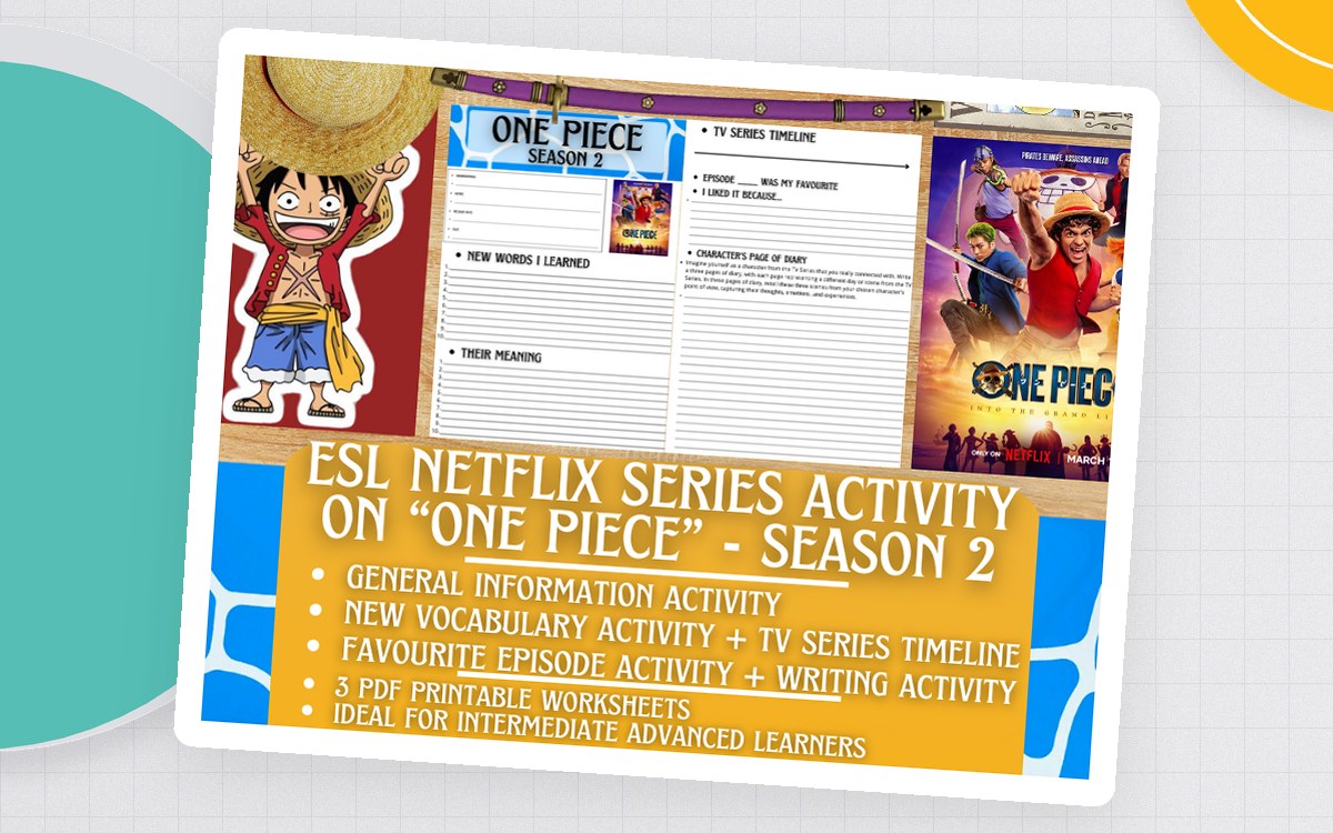 ESL Netflix Series Activity Worksheets on "One Piece" - Season 2 teaching resource preview