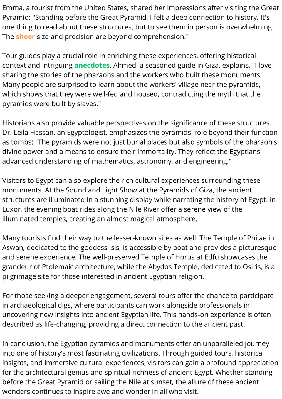 Passage continued: a tourist, a Giza guide and an Egyptologist on the pyramids, plus Nile boat rides and temple visits