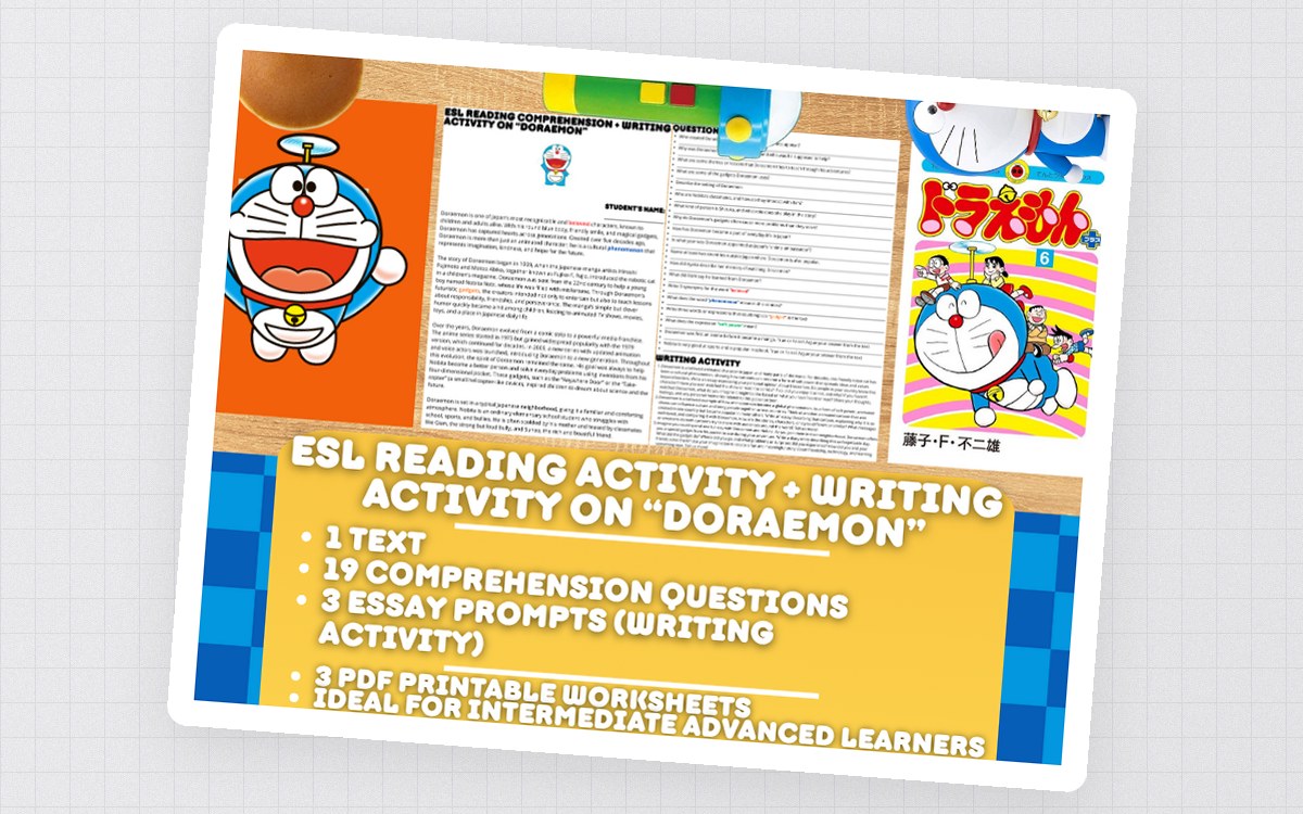 ESL Reading Comprehension + Essay - Doraemon - Japanese Manga + Anime preview