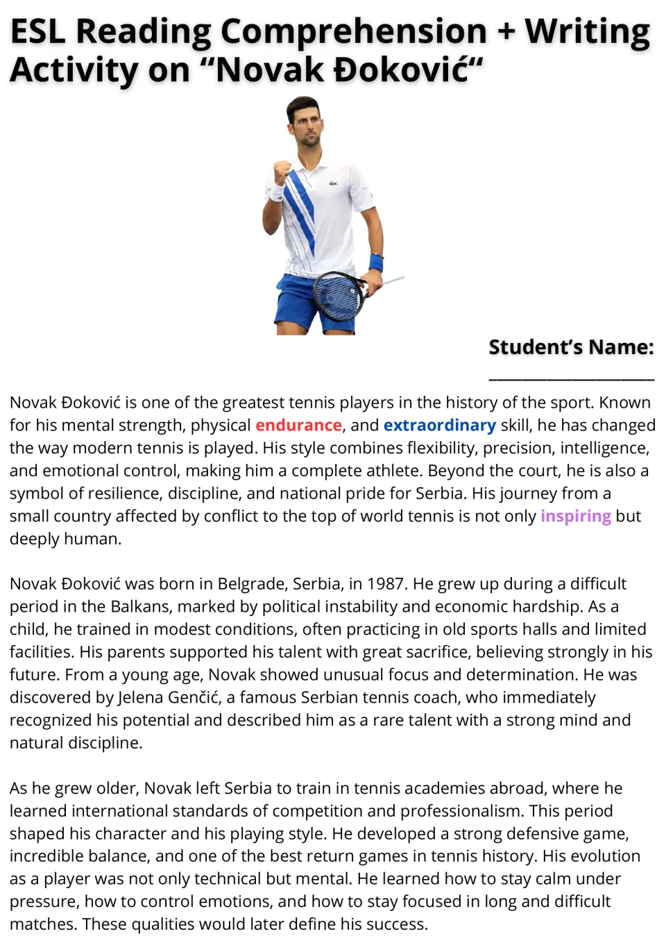 Novak Đoković reading, part 1: students read about his childhood in Belgrade, early coaching and training abroad