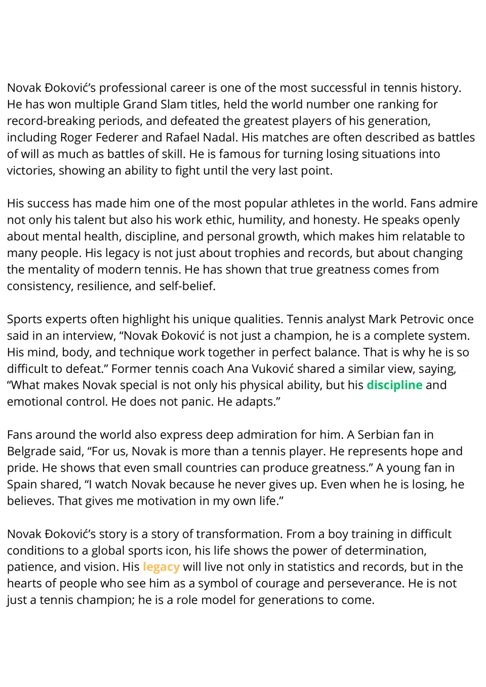Novak Đoković reading, part 2: students read about his Grand Slam career, fan admiration, expert quotes and legacy