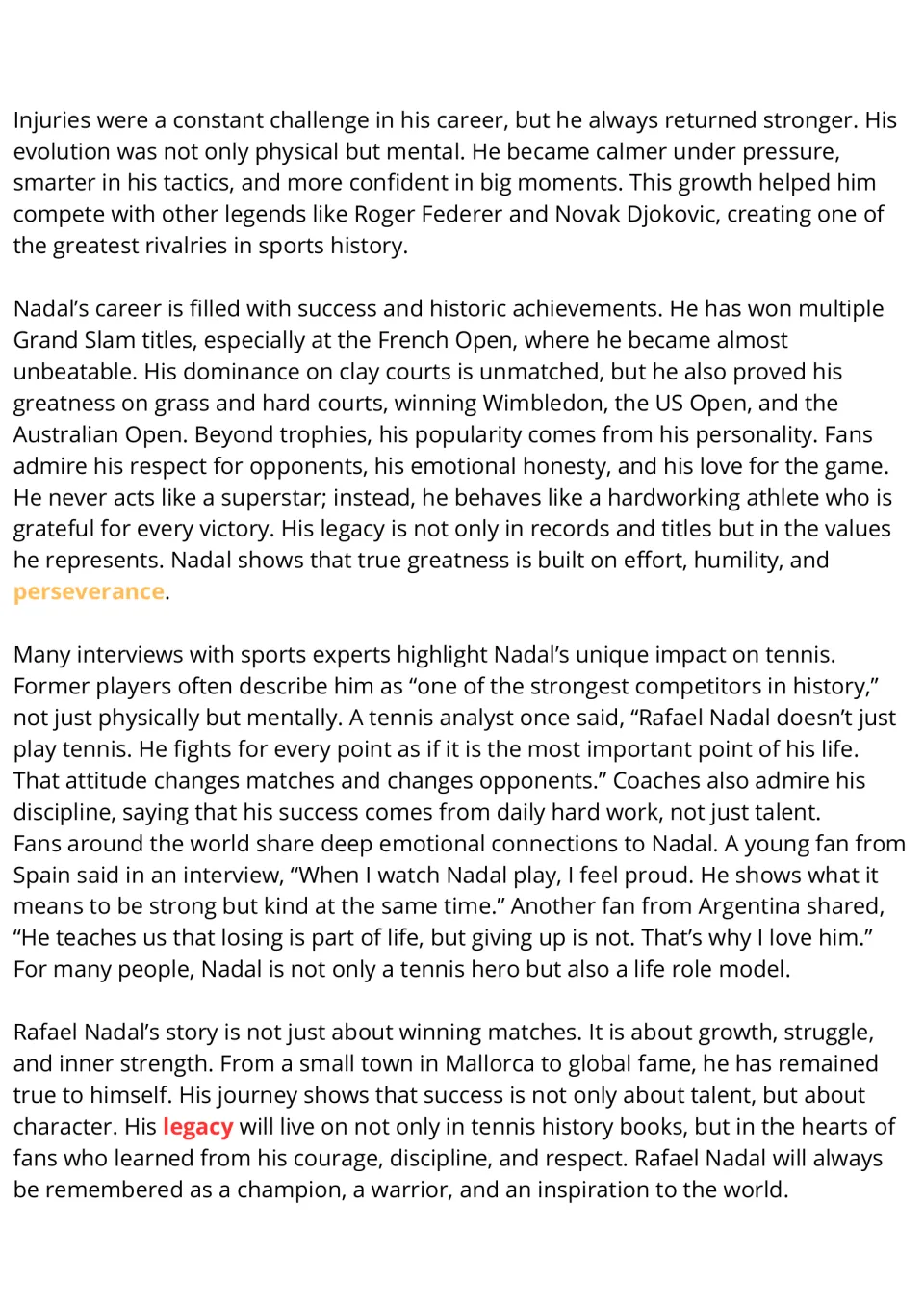 Nadal reading, part 2: injuries, Federer and Djokovic rivalry, Grand Slam wins, fan quotes and his legacy