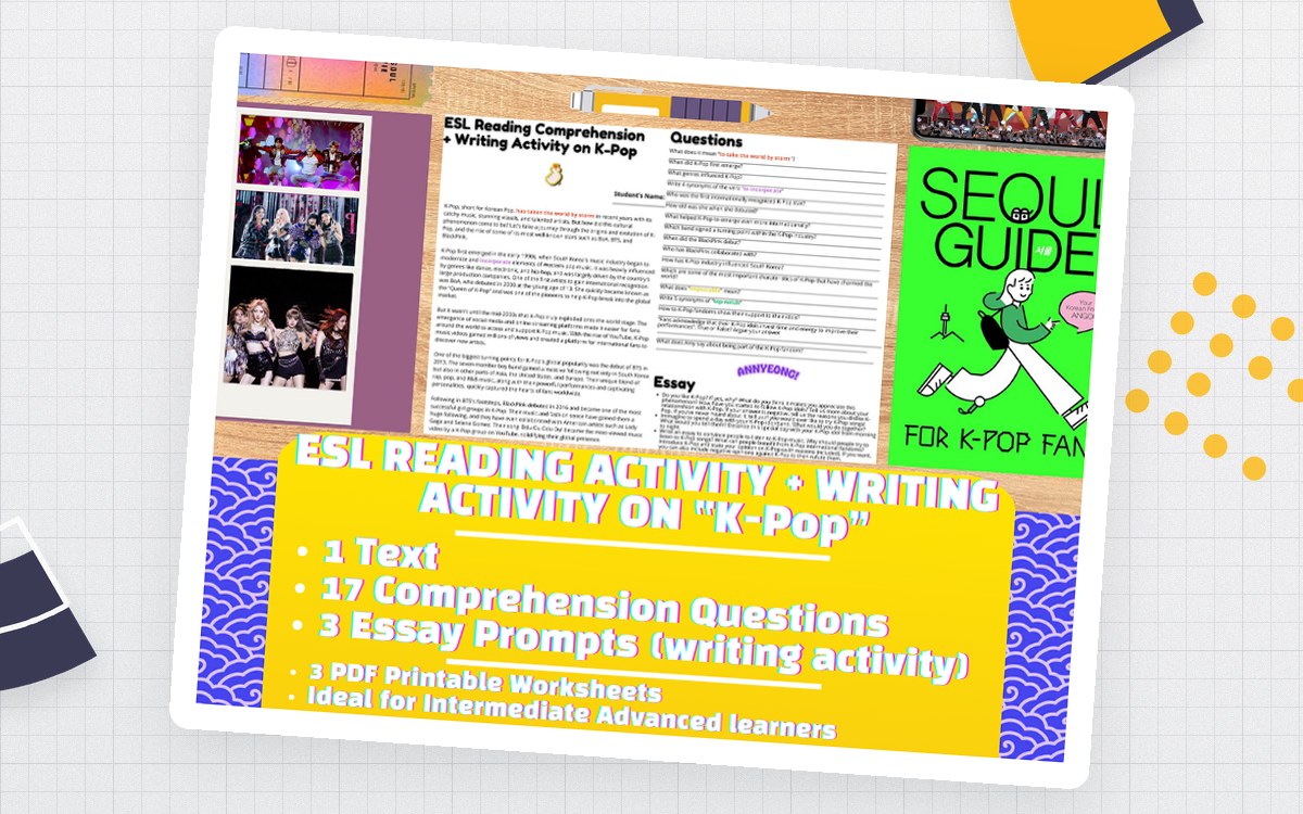 K-Pop ESL Reading Comprehension – Essay Worksheet teaching resource preview