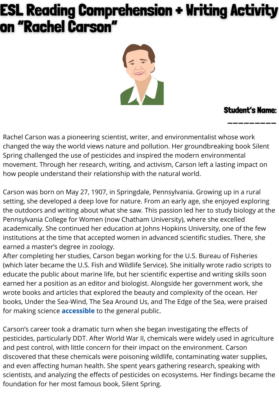 Rachel Carson biography reading, part 1: her childhood, zoology studies, ocean books and research into DDT pesticides
