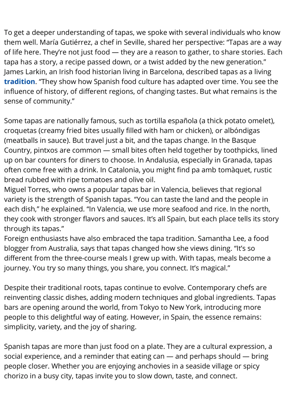 Spanish tapas reading, part 2: personal perspectives, regional dishes, modern changes, and shared dining.