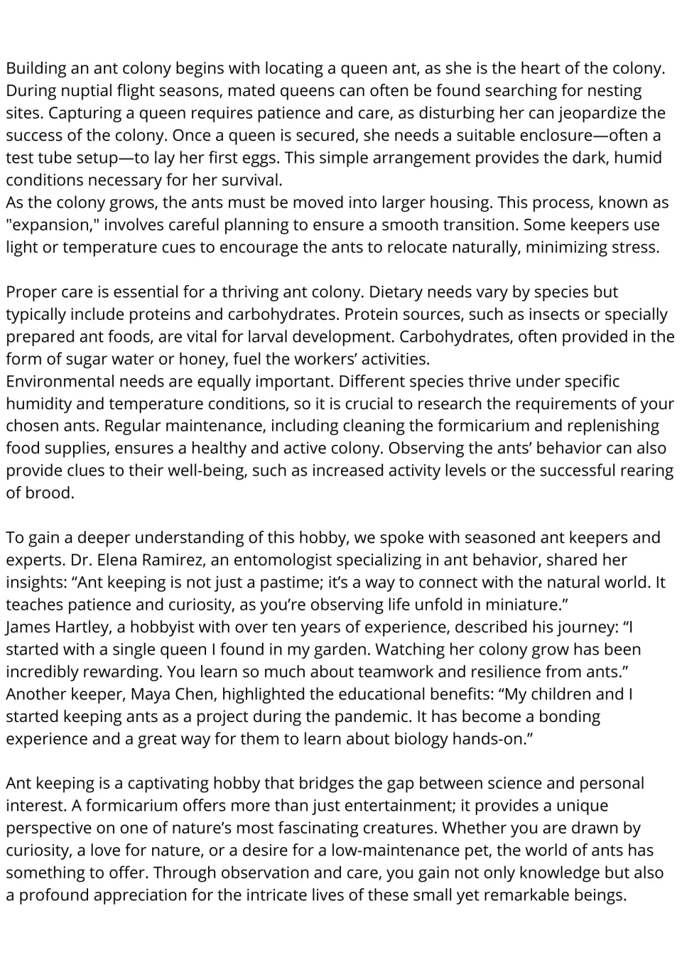 Ant keeping reading, part 2: starting a colony, food and habitat needs, and keepers' experiences.