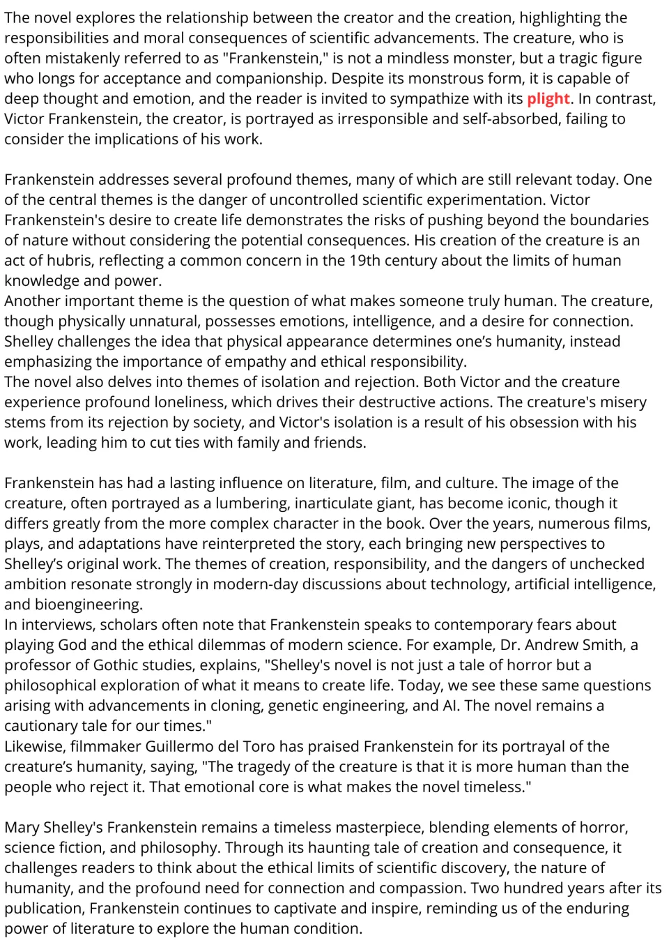 Frankenstein reading passage, part 2: themes of hubris, humanity and isolation, plus quotes from Andrew Smith and del Toro
