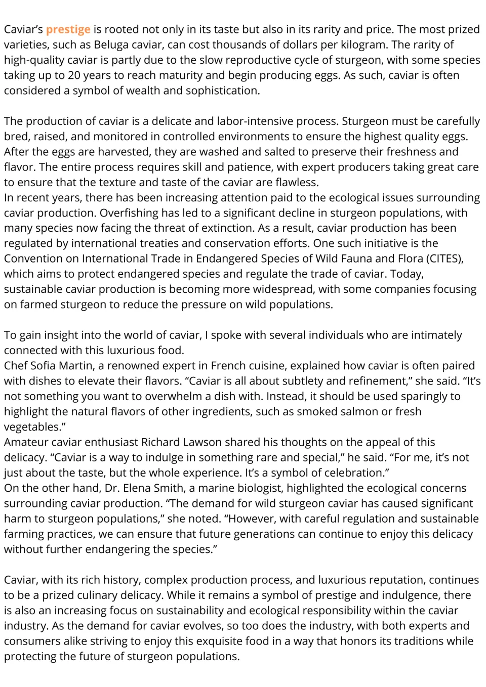 Caviar passage, part 2: price, production, overfishing and CITES, plus quotes from a chef, an enthusiast and a biologist