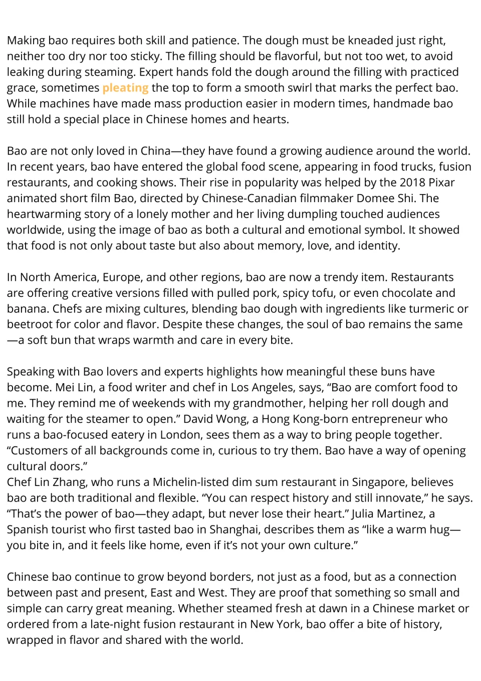 Chinese bao reading continued: preparation, global popularity, Pixar's Bao, and personal cultural connections