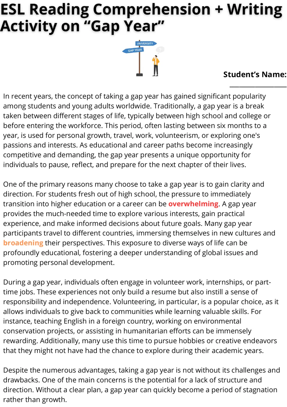 Gap year reading, part 1: reasons for taking a break, travel, volunteering, work, and planning challenges.