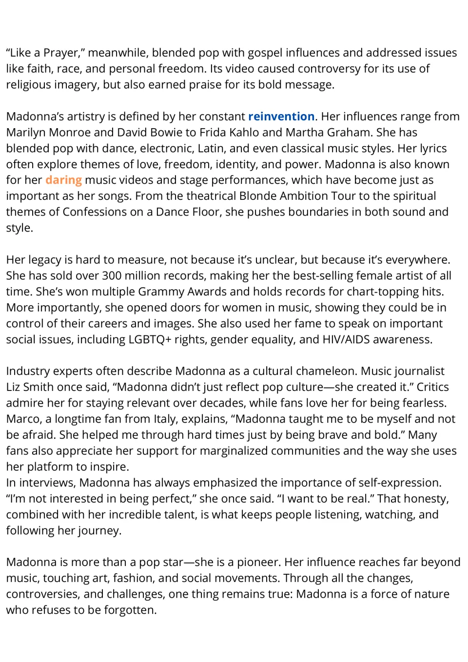 Madonna passage, part 2: Like a Prayer, her reinvention and influences, record sales, social causes and quotes from fans